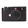 Leica M10 black front view with body cap mounted and red Leica logo