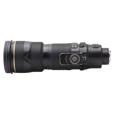 Nikon AF-S 200-400mm f4 VR lens, underside view with tripod foot removed showing collar mount