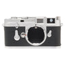 Leica M3 silver chrome front view with bare M bayonet mount and dual viewfinder windows