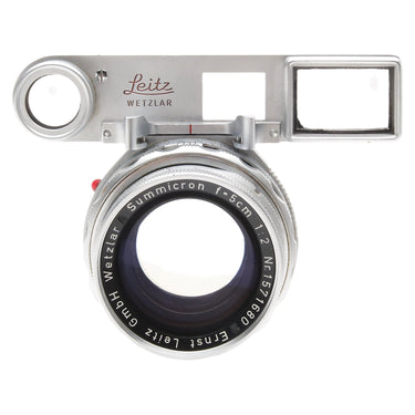 Leica Summicron f=5cm 1:2 front view with Leitz Wetzlar goggles and engraved serial number