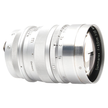 Leica Summarex 8.5cm f1.5 side view with name ring and aperture scale