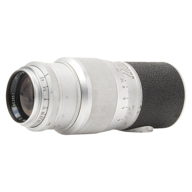 Leica Hektor 13.5cm f4.5 lens side view with serial number and aperture scale