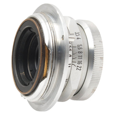 Leica Summaron three-quarter rear view showing screw mount threads