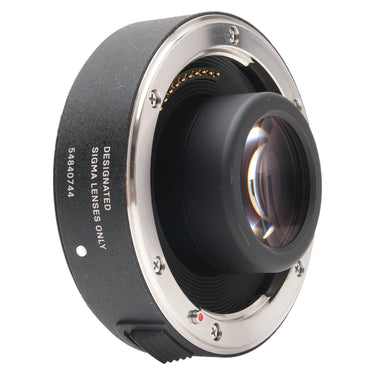 Sigma TC-1411 teleconverter angled view showing front glass element and contacts