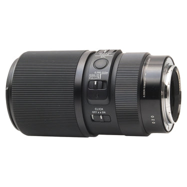 Sigma 105mm f2.8 DG DN Macro Art side view with rear mount and control switches
