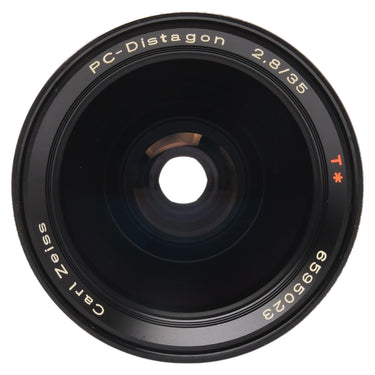 Contax PC-Distagon 35mm f2.8 front element with Carl Zeiss T* markings and serial number 6595023