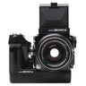 Zenza Bronica ETRS with 50mm f2.8 lens and waist-level finder raised, front view