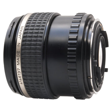 Pentax SMC FA 645 45mm f2.8 side view showing Made in Japan and mount end