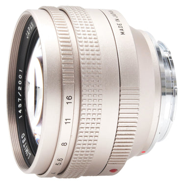 Konica M-Hexanon 50mm f1.2 side view with distance scale and Made in Japan marking