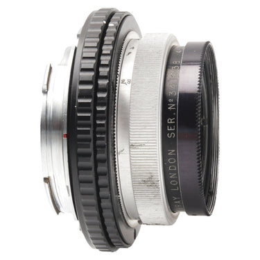 Wray 45mm f4 lens side view with serial number engraving and Leica M mount