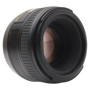 Nikon AF-S 50mm f1.4 G angled view of front element and focus ring