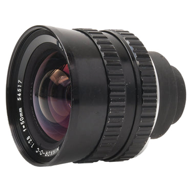 Front and side view of Bronica S 50mm f2.8 Nikkor-O.C lens, serial 54517