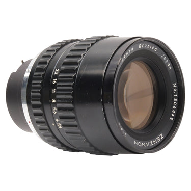 Zenza Bronica 150mm Zenzanon front element and barrel, three-quarter view
