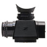Bronica EC TTL metered prism finder, left side view with eyecup and base contacts