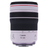 Canon RF 70-200mm f4 L IS USM lens standing upright, front and side view with zoom and focus rings