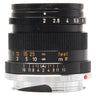 Leica Summicron 50mm f2 v3 front three-quarter view showing aperture and depth of field scales with bare M mount