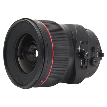 Canon TS-E 24mm f3.5 L II angled view of front element and shift mechanism