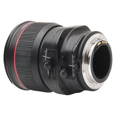 Canon TS-E 24mm f3.5 L II rear angle showing EF mount, contacts, and shift controls