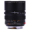 Leica 75mm f2 Apo-Summicron-M front view showing aperture and distance scales and bare mount