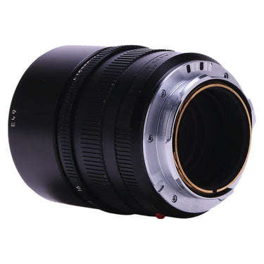 Leica 75mm f2 Apo-Summicron-M rear mount and contacts, three-quarter view