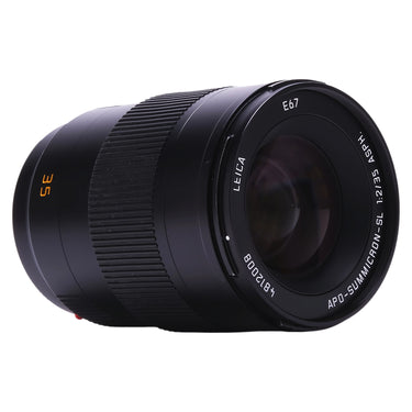 Leica APO-Summicron-SL 35mm f2 angled front showing engravings and front glass
