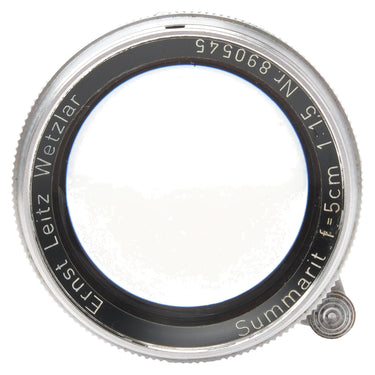 Leica Summarit front view with engraved name ring and serial number 890545