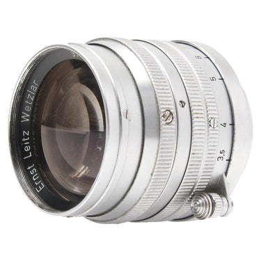 Leica Summarit angled view of front element and focus scale