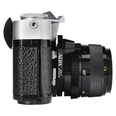 Alpa 11si left side showing Alpa Made in Switzerland Autobag adapter and lens