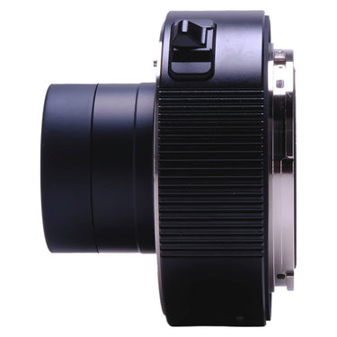 Fujifilm GF 1.4X TC WR teleconverter side view with release lock button