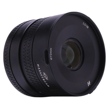 Hasselblad XCD 38mm side view showing front glass and knurled focus ring