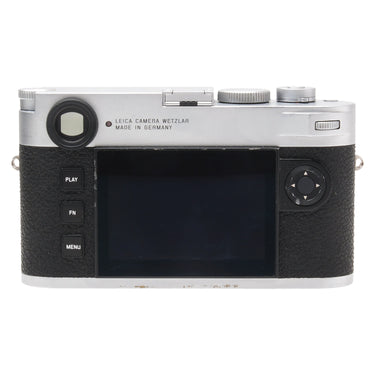Leica M11 silver rear view with LCD screen and control pad