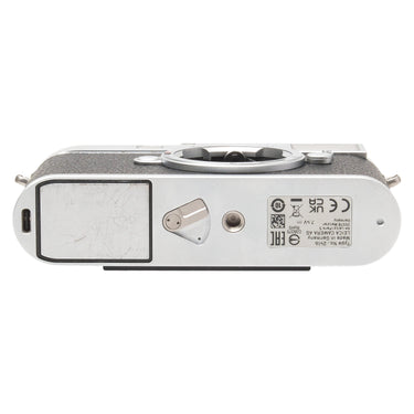 Leica M11 silver bottom plate with USB-C port and scratched battery cover