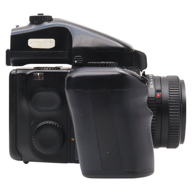 Mamiya 645 Pro TL side with AE prism finder showing label residue