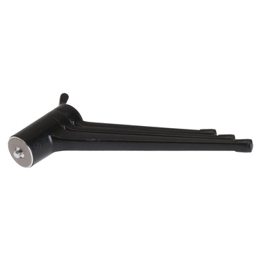 Leica table top tripod 14100 folded, side view of screw plate