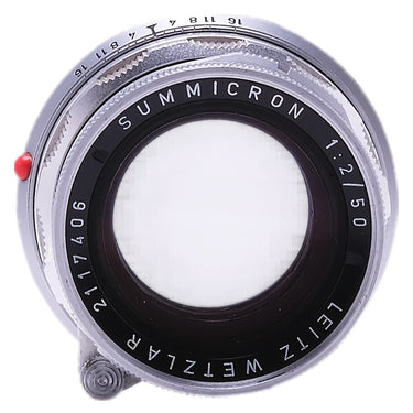 Leica 50mm f2 Summicron front element with Summicron 1:2/50 Leitz Wetzlar engraving and serial 2117406