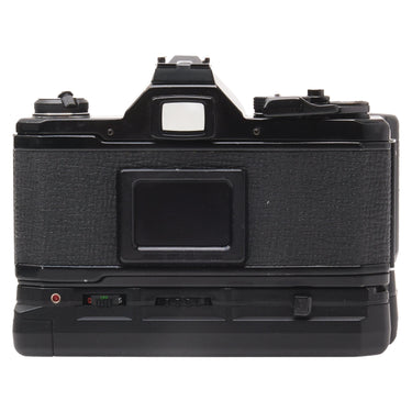 Pentax MX rear view showing film door, viewfinder, and winder controls