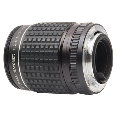 Pentax 135mm f2.5 Takumar side view showing distance scale and bare K bayonet mount