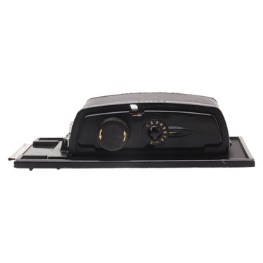 Graflex roll film holder end view with frame counter dial and advance knob