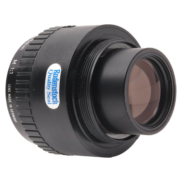 Rodenstock Apo-Rodagon D 75mm f4 angled barrel view with Quality Seal sticker