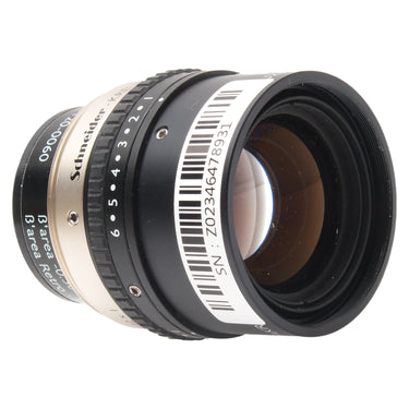 Schneider Makro-Symmar 120mm angled view showing barrel scale and front glass