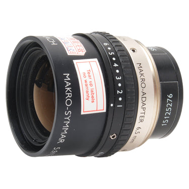 Schneider Makro-Symmar 120mm side view with Makro-Adapter 6.5mm and serial markings