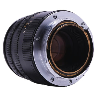 Leica Summicron-M 50mm rear angled view showing bare M mount and brass threads