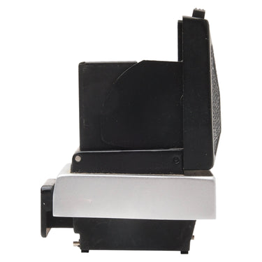 Nikon F waist level finder side view open with chrome base