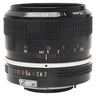 Nikon Nikkor 35mm f2 Non-AI lens side view showing distance scale, aperture ring, and serial number 884953