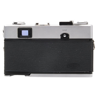 Olympus 35 SP rear view with viewfinder eyepiece and SPOT metering button