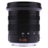 Leica Super-Vario-Elmar-TL 11-23mm front view with hood mounted and 11-23 zoom scale