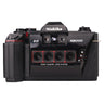 Nishika N8000 3D front view with four 30mm Quadra lens system and viewfinder