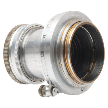 Leica 5cm f2 Summar rear view showing screw mount threads and brass