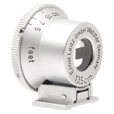 Leica 13.5cm SHOOC viewfinder angled view with distance scale and shoe foot