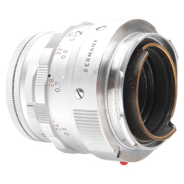 Leica Summicron Dual Range rear three-quarter view showing bayonet mount
